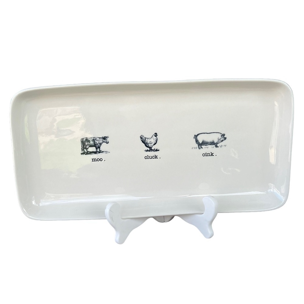Rae Dunn Farmline Farmhouse Serving Platter Steer Chicken Pig Moo Cluck Oink GUC